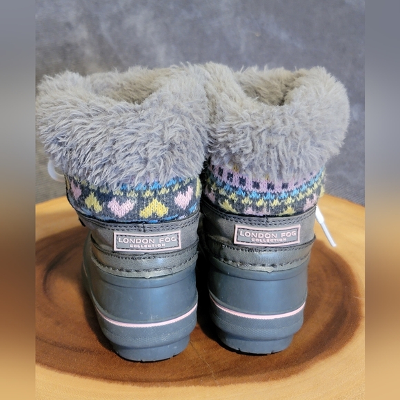 London Fog Gray Fur-Lined Boots with Knit Accents Baby/ Toddler Size 6 NICE - Picture 2 of 8